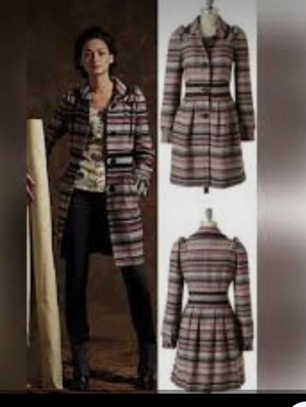 Elevenses Pattern Maker's Coat Size 8 Neutral Striped Tweed Anthropologie New